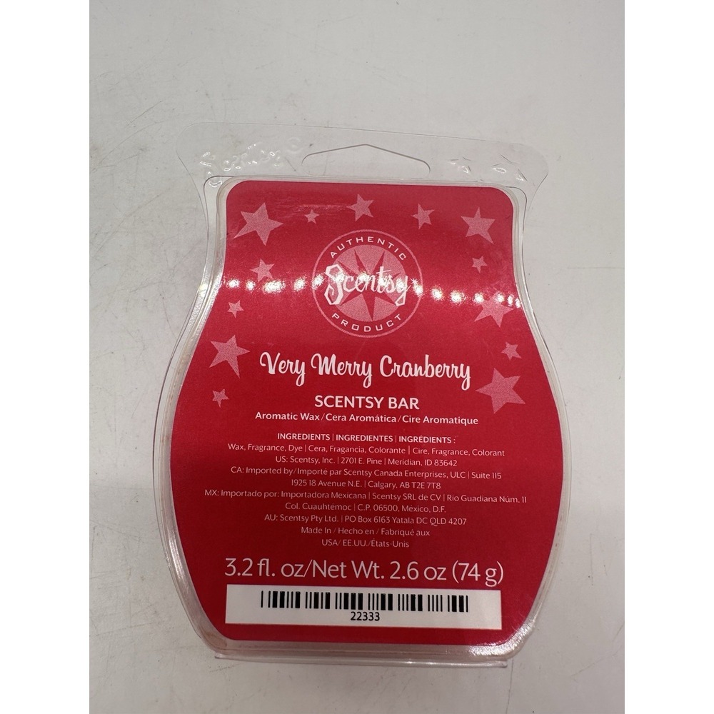 Scentsy Very Merry Cranberry Wax Bar 3.2 Oz Retired Scent Authentic New